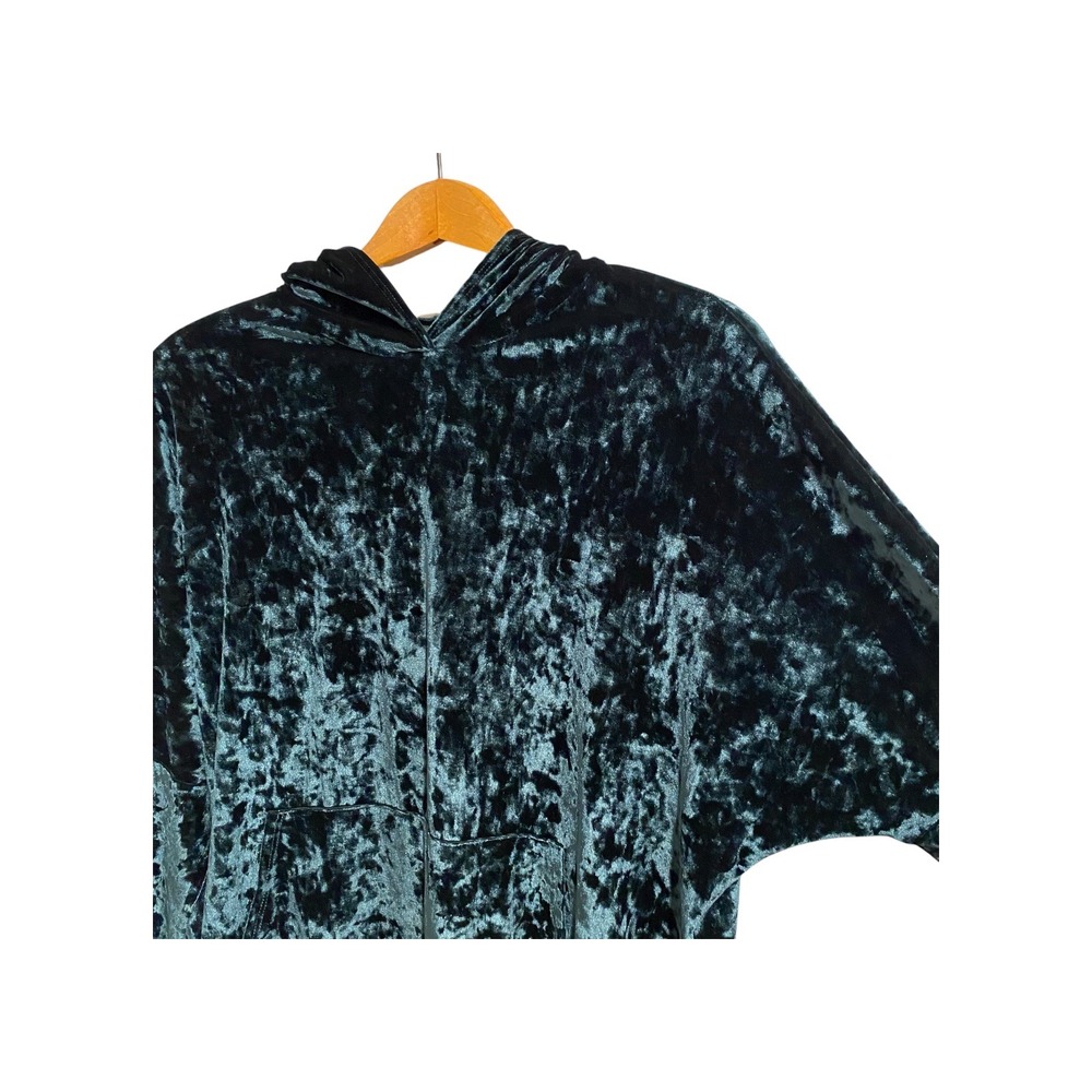 Peach Love California Velvet Hoodie Pullover Long Sleeve Green Oversized Medium